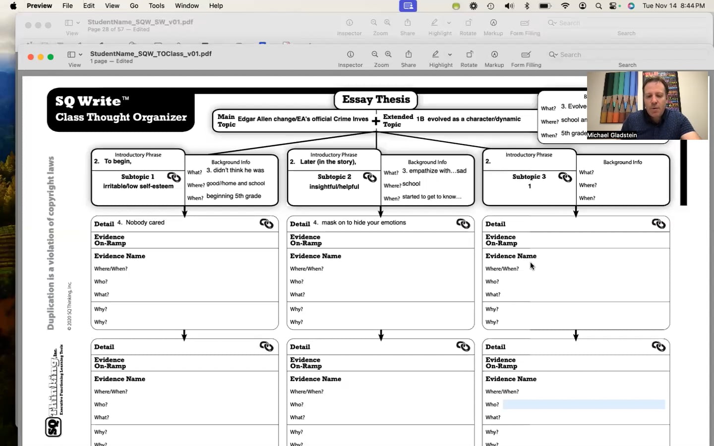 SQ Write Lessons 8 and 9 Evidence