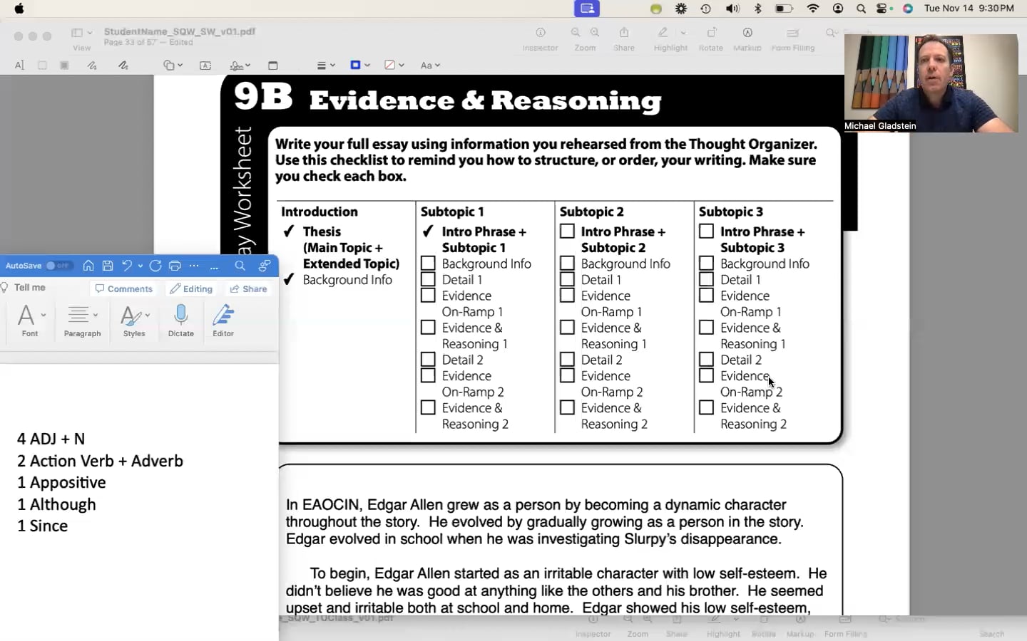 SQ Write using SQ Sentence Editing